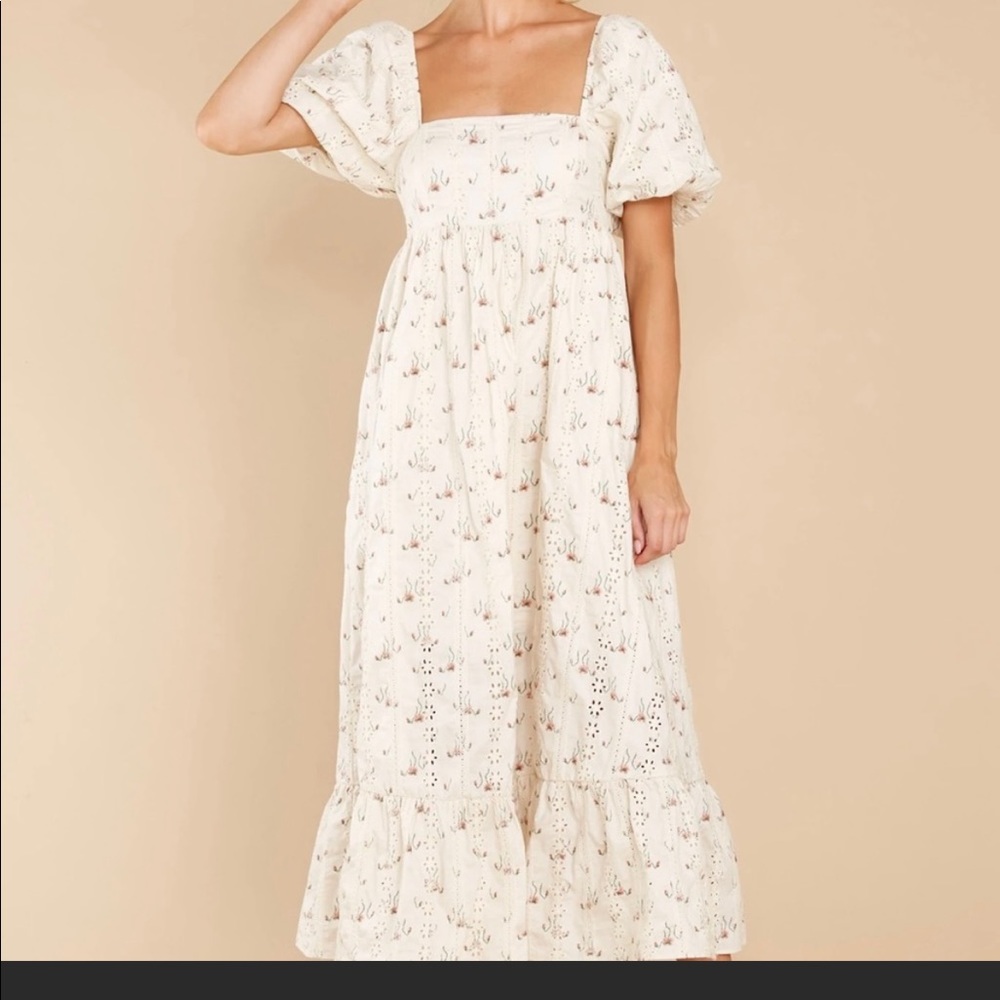 Red Dress boutique floral Eyelet Dress